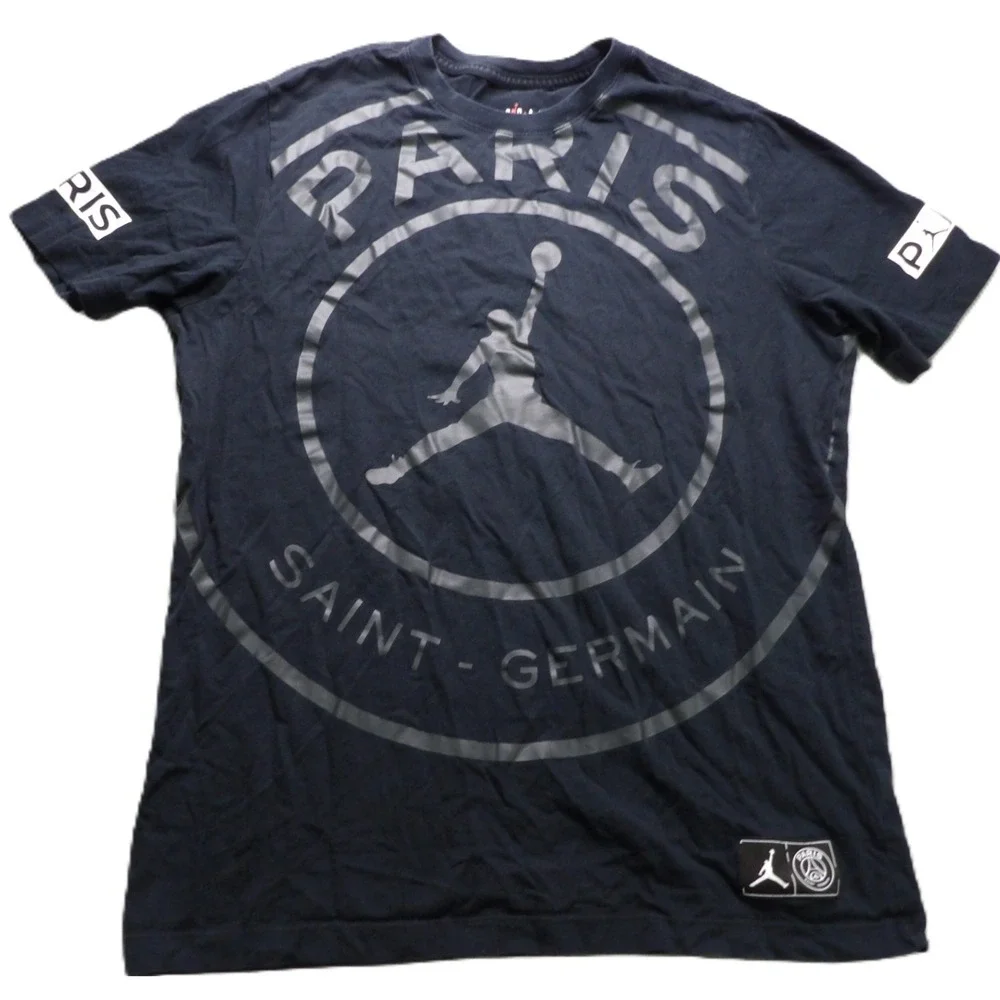 Jordan PSG Paris Saint Germain Jumpman Shirt Cotton Men L Black Graphic Tee